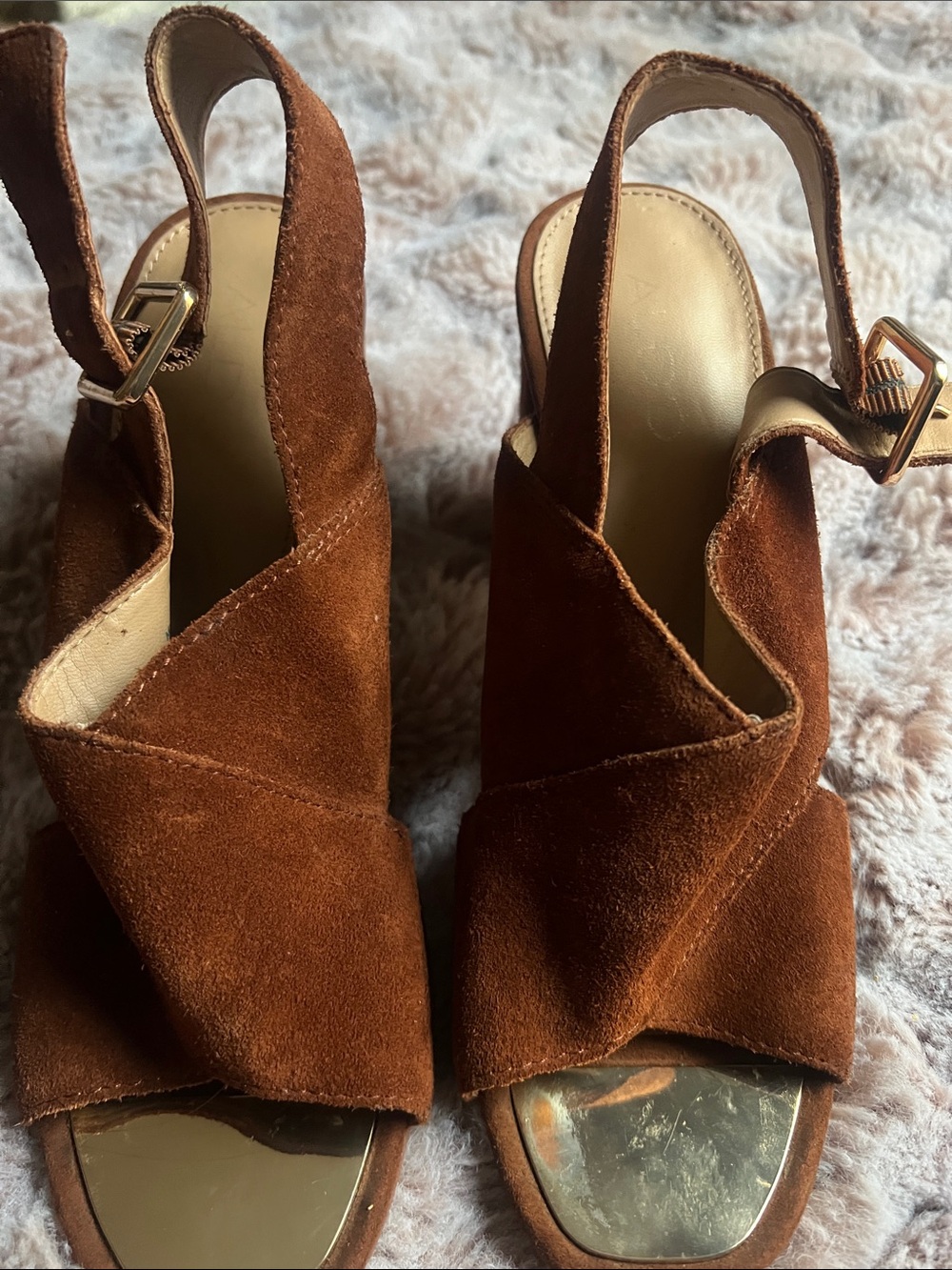 Aldo Brown Suede Crisscross Slingback Mules